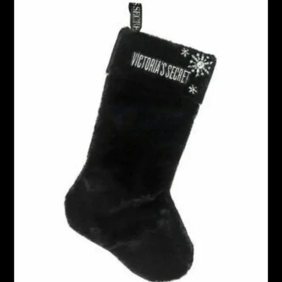Victoria's Secret Bling Christmas Black Velvet Plush Stocking Boot NEW - Picture 7 of 7